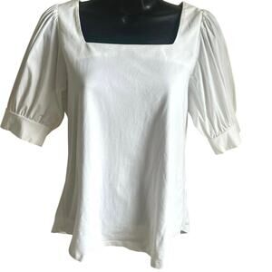 Cottagecore Puff Sleeve Square Neck White Top M Bailey 44 Romantic Blouse